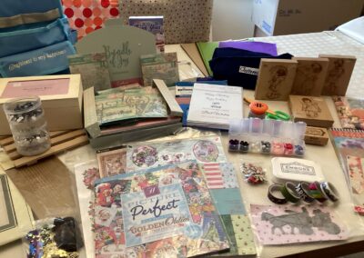 Craft materials laid out on a table