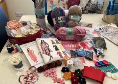 More craft materials laid out on a table